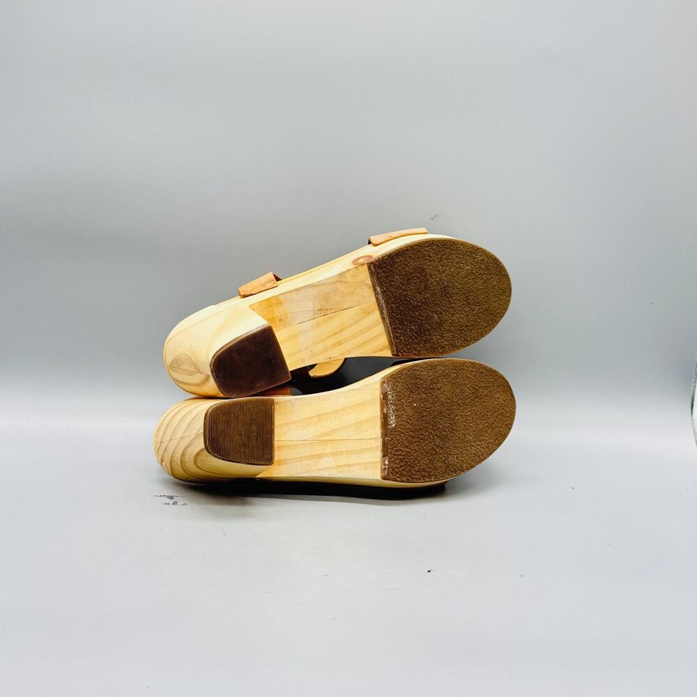 Nisolo Sandals Womens 8 Brown Leather Slingback Wooden Platform Block Heel Shoes - Picture 8 of 11